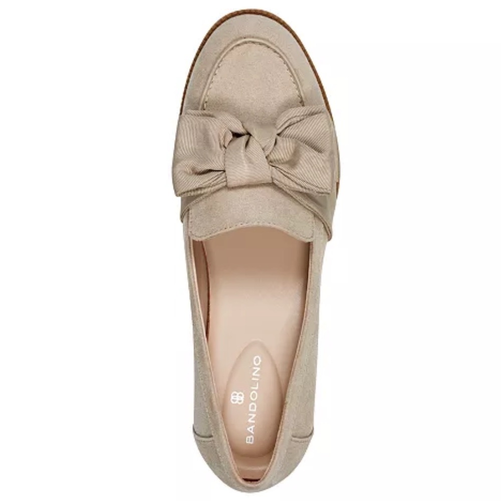 Bandolino Women’s Lindio Bow Slip-On Tailored Loafers 8.5 M Shoes Neutral Beige